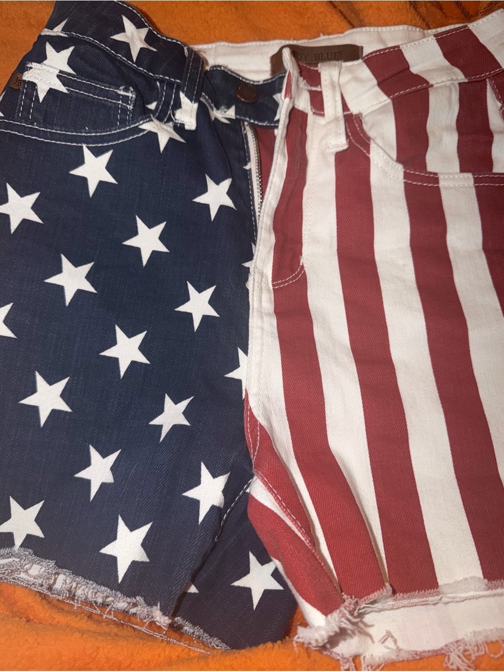 Judy Blue Flag Print Shorts - Red & Blue